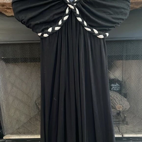 S-Twelve black and white maxi dress with elastic waistband and low back. Small - Picture 3 of 6